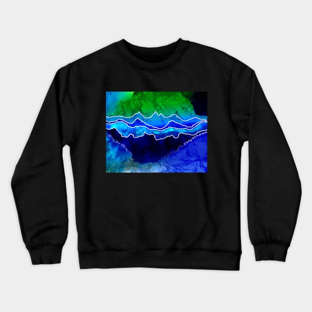 Abstract Mountain Aurora Batik Art - Colorful Tee and Tapestry for Serenity Seekers Crewneck Sweatshirt by Aurora X